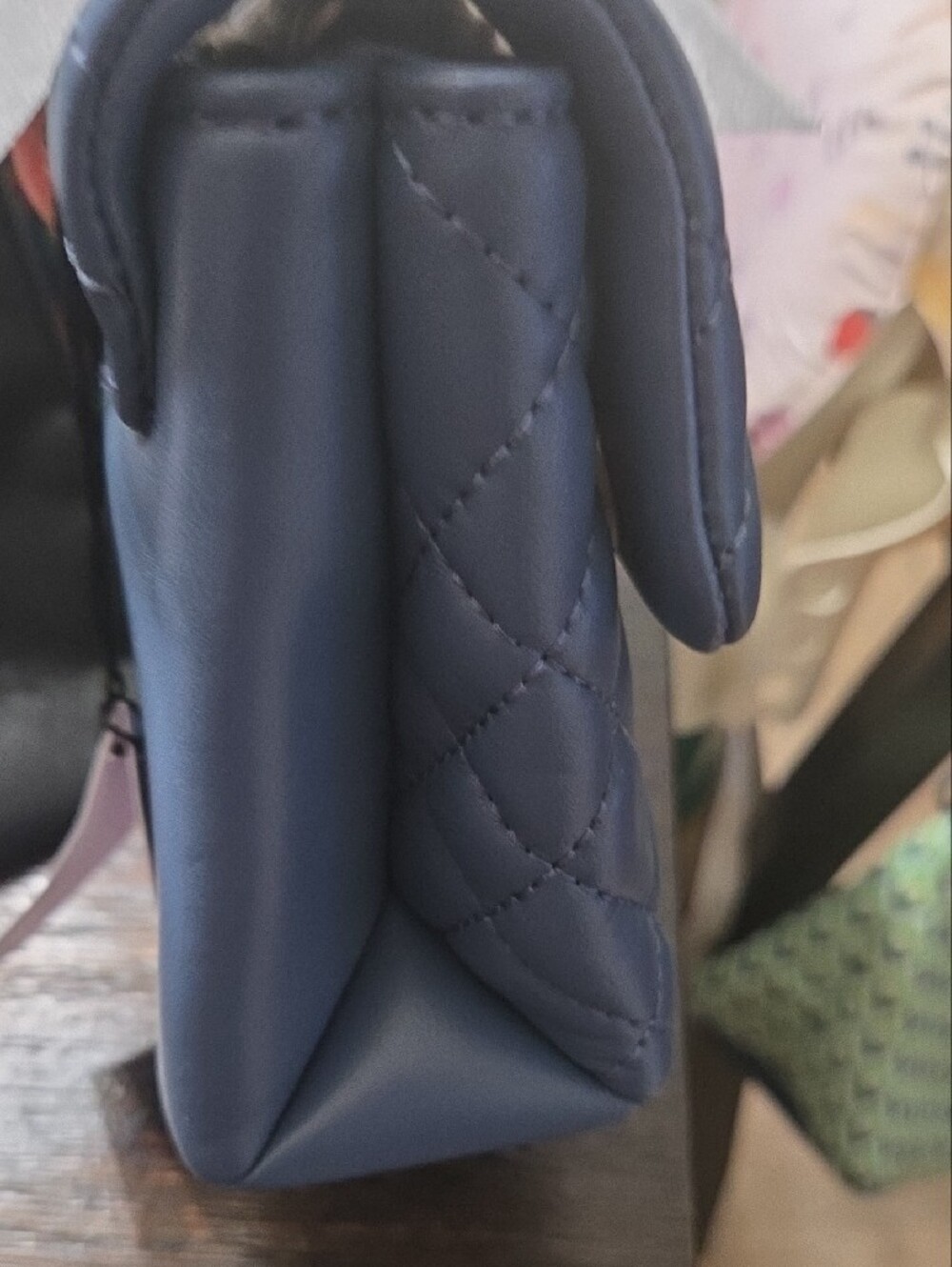 Kurt Geiger Quilted Denim Blue Crossbody Bag - Picture 5 of 7